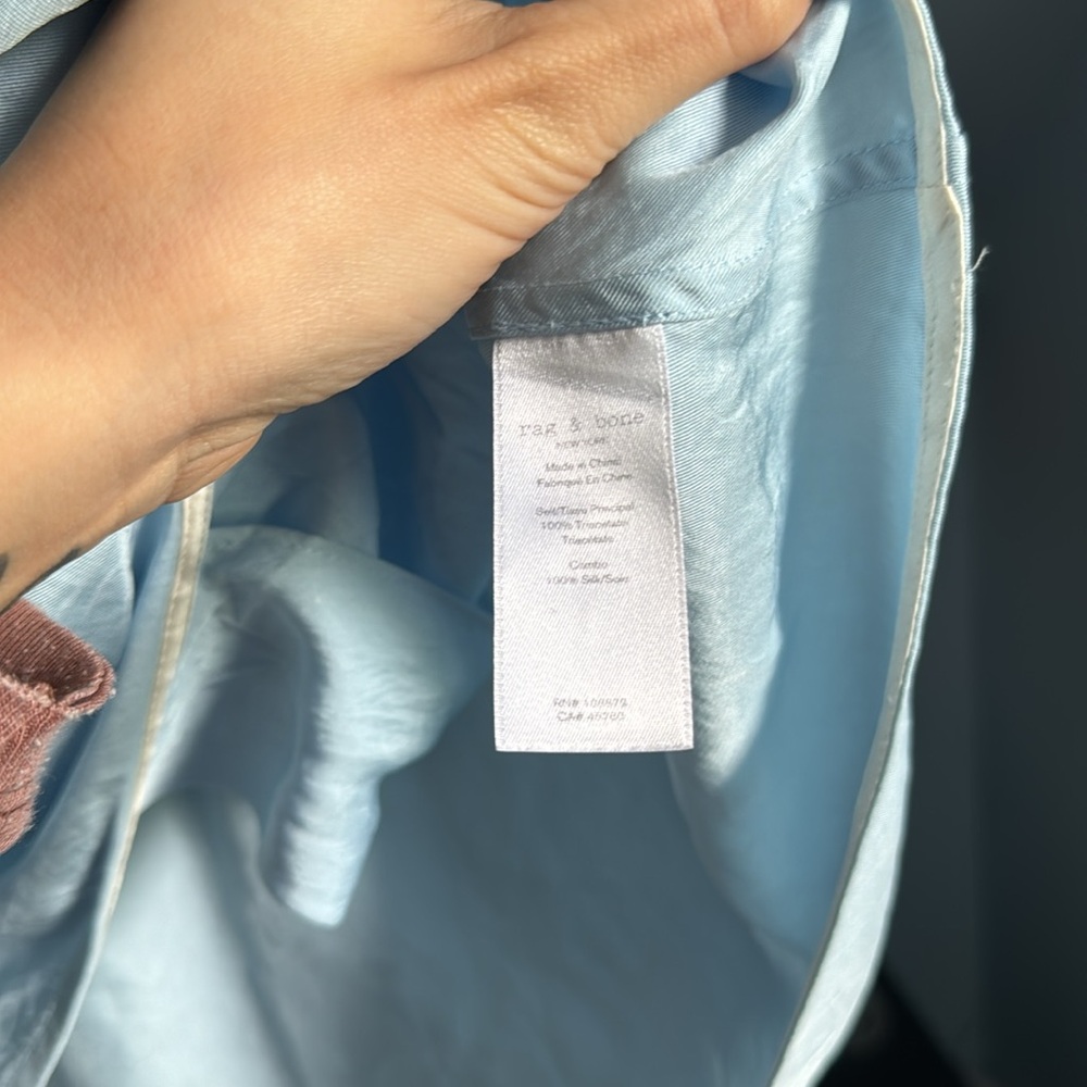 Rag & Bone Victor Women's Silk Blouse in Sky Blue - Picture 8 of 10
